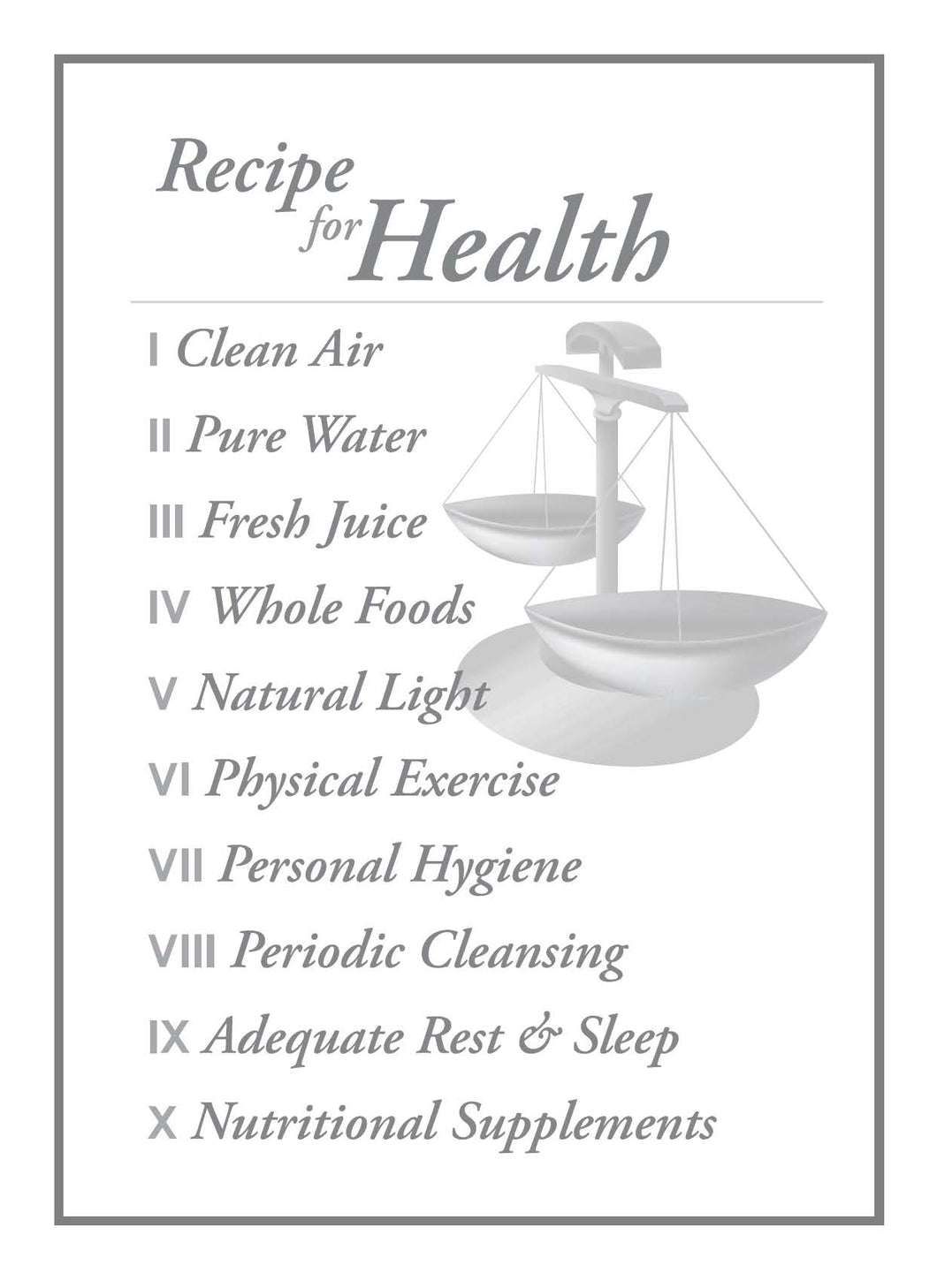 How To Get Well (Recipe For Health)
